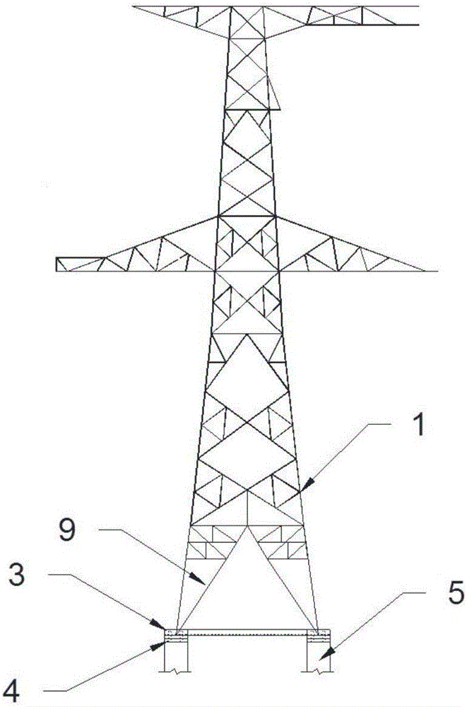 Iron tower foundation for frozen soil foundation