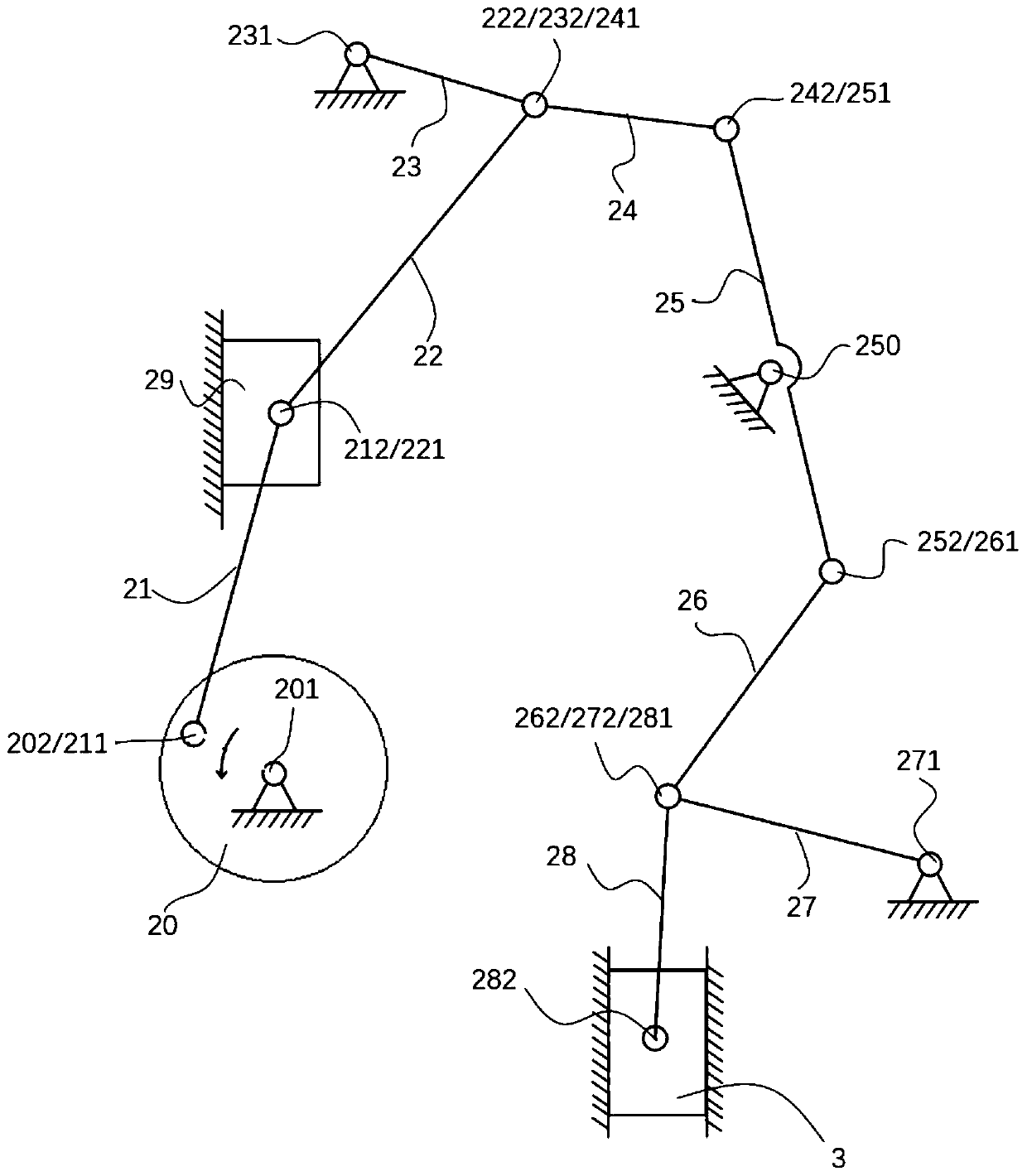 Pressure machine driven by multi-connecting-rod mechanism