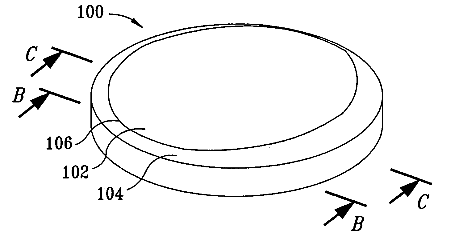 Cutter having shaped working surface with varying edge chamber