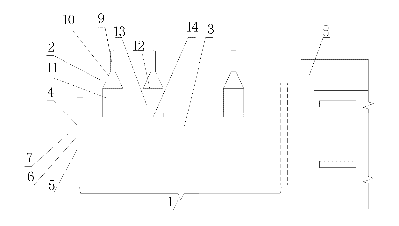 High-temperature furnace sealing device for continuously producing carbon fibres