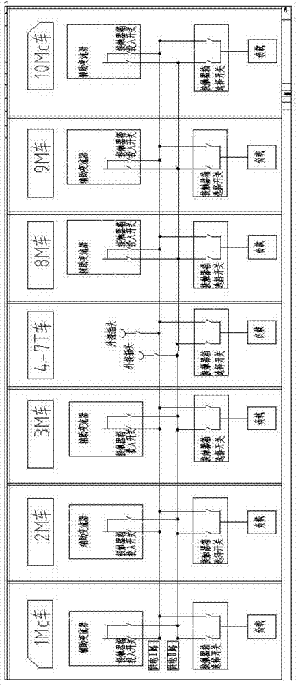 Auxiliary power supply system for motor train unit and fault load reducing method