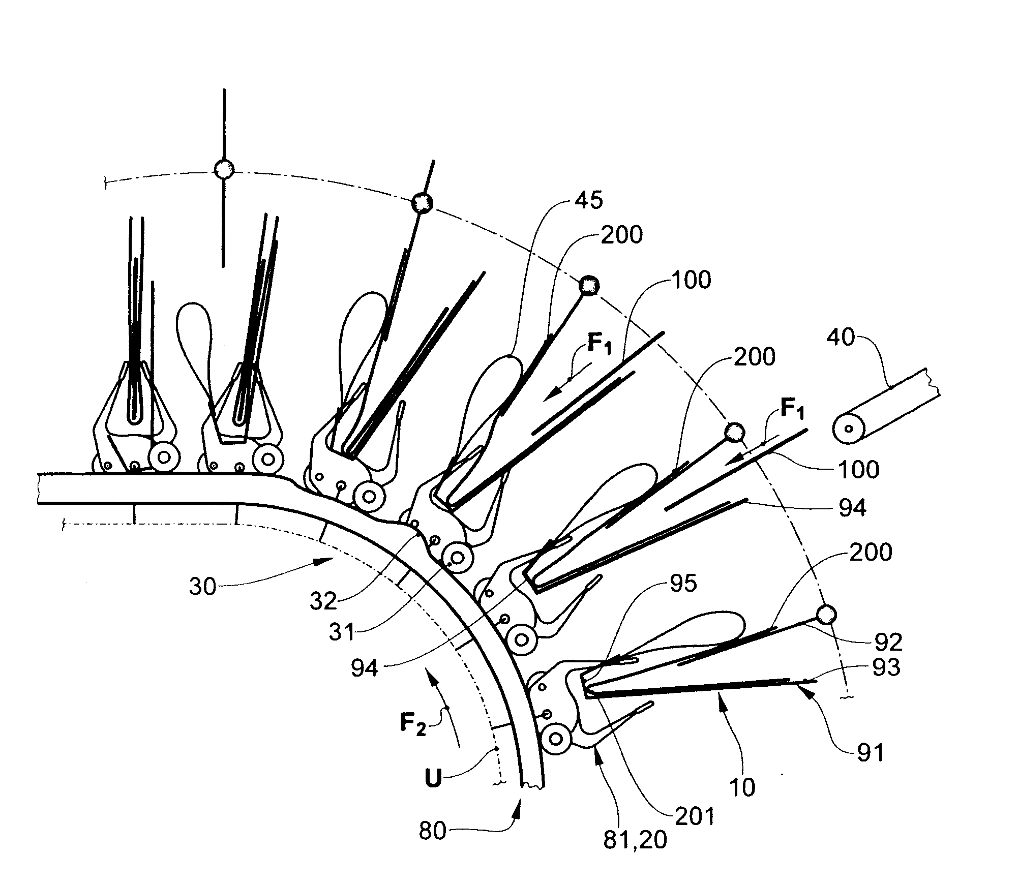 Device and method for taking over flexible, flat objects