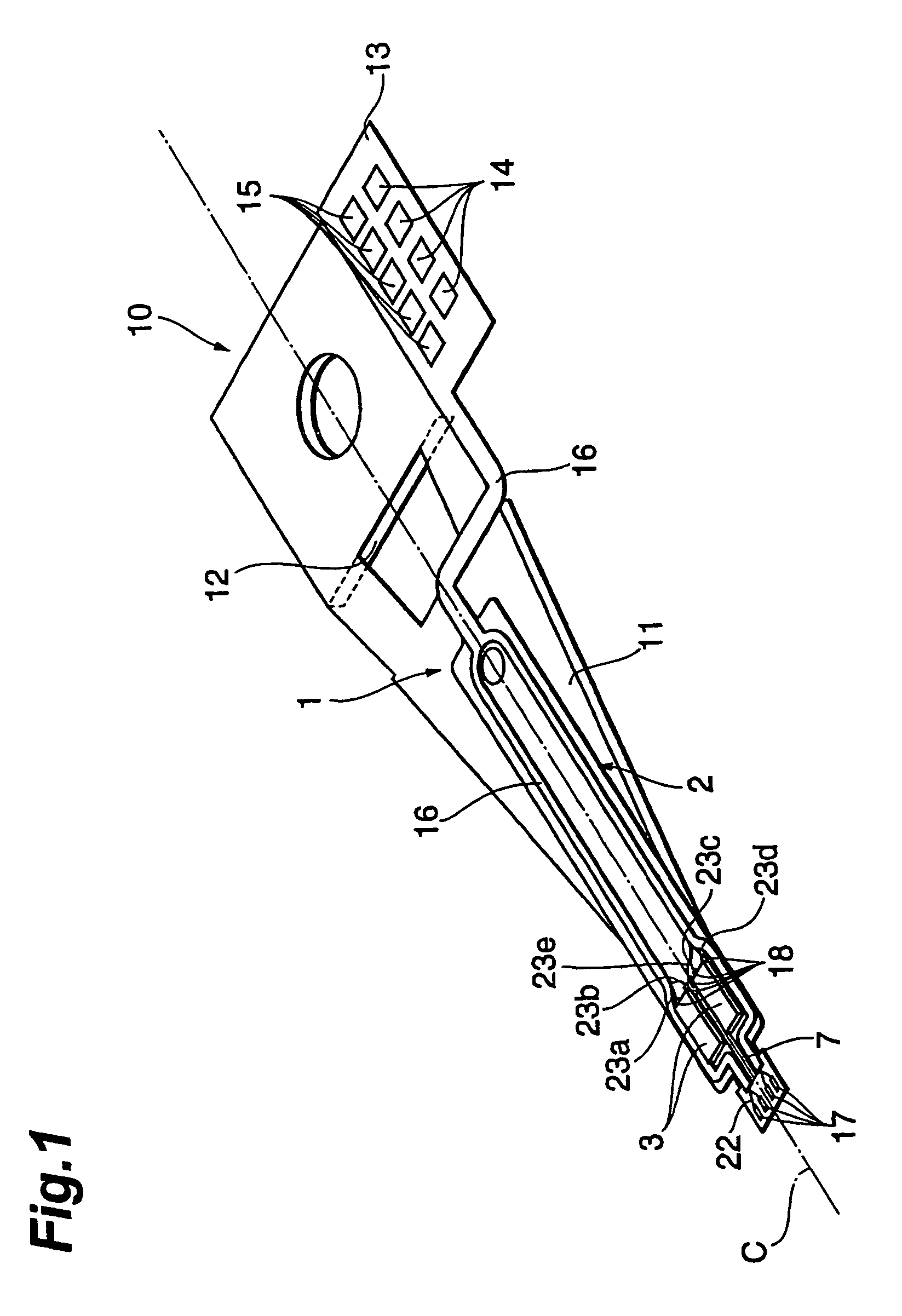 Flexible, suspension, and head gimbal assembly with piezoelectric layer units addressable by a voltage