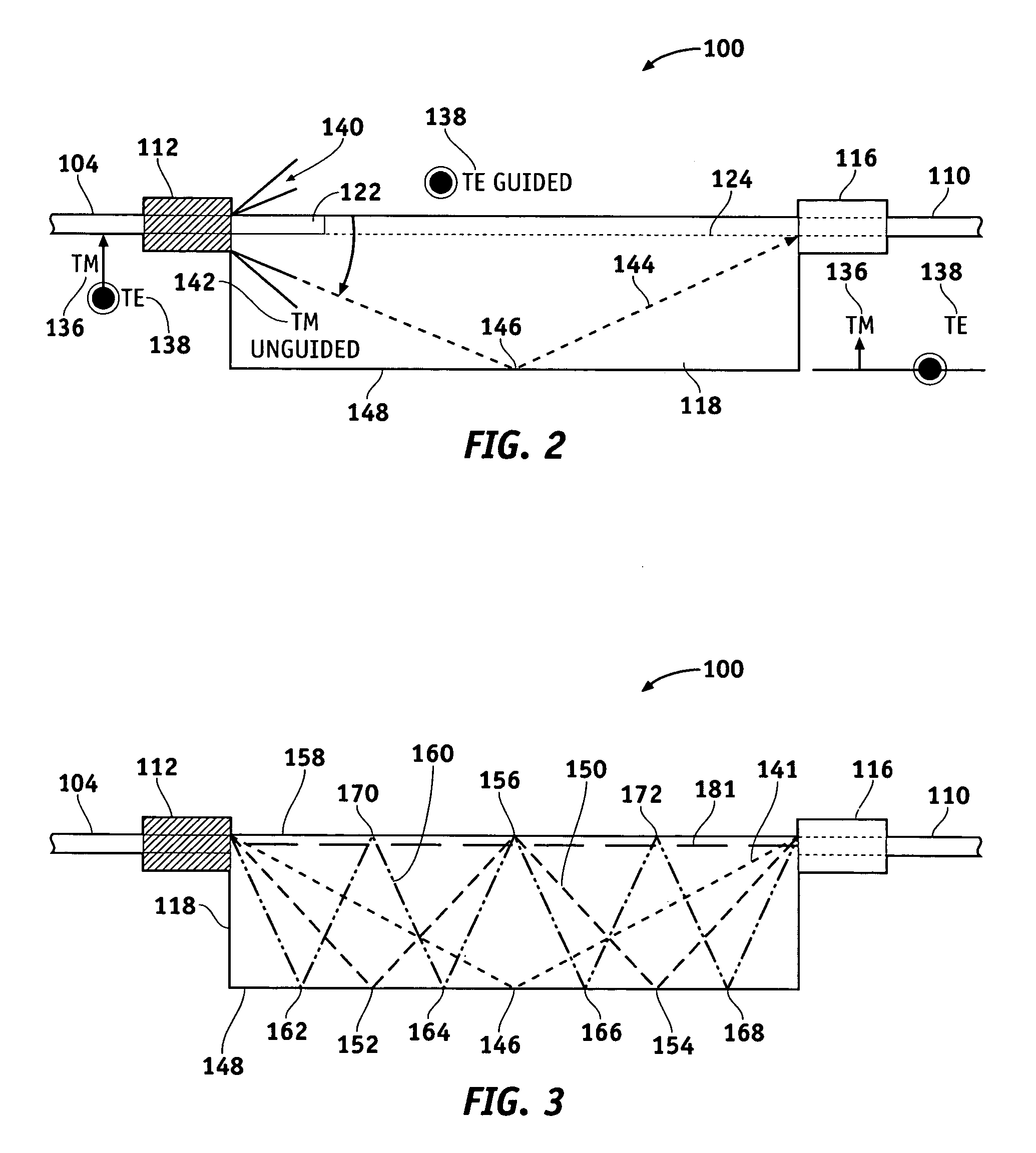 Waveguide device having improved spatial filter configurations
