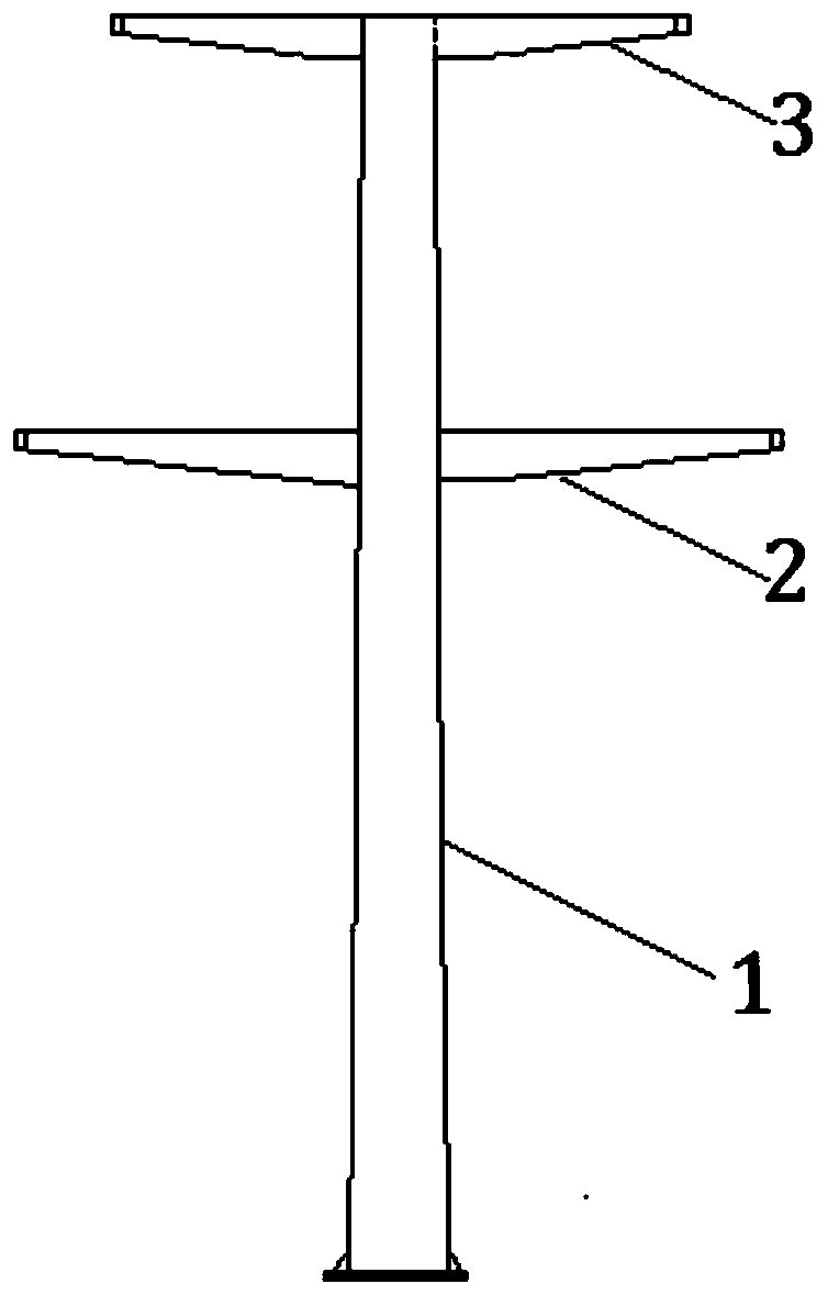 A double-circuit transmission line breaking steel pipe tower and system