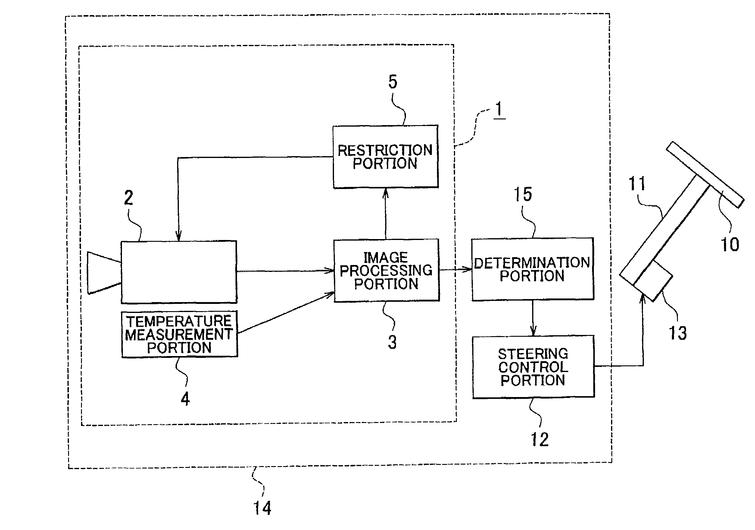 Road surface division mark recognition apparatus, and lane departure prevention apparatus