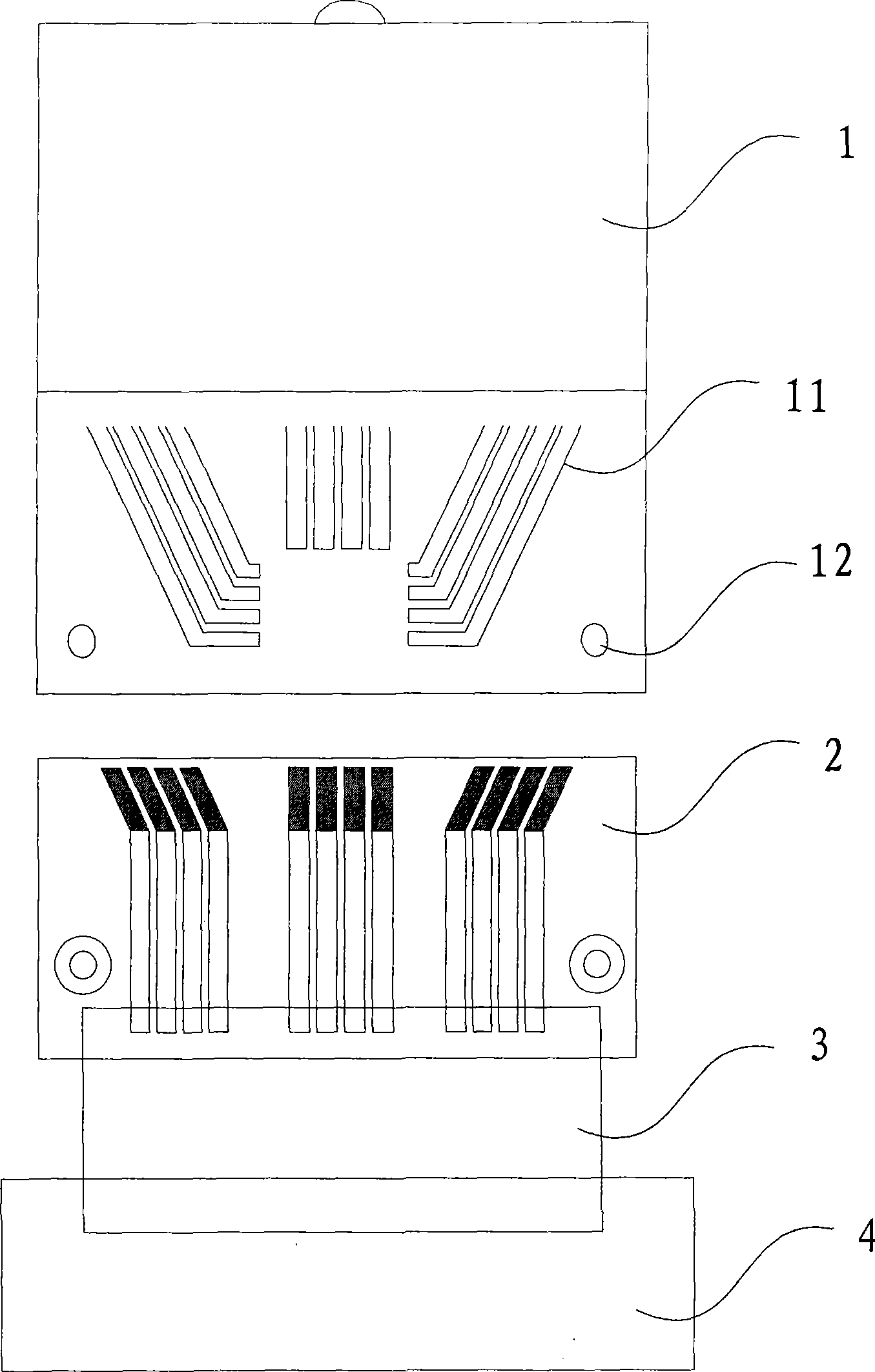 LCD testing and connecting device and method for making same