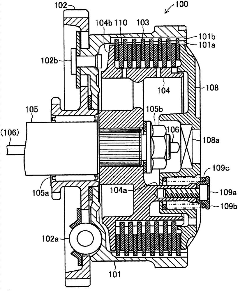 Plate element, and friction clutch device and brake device provided with plate element