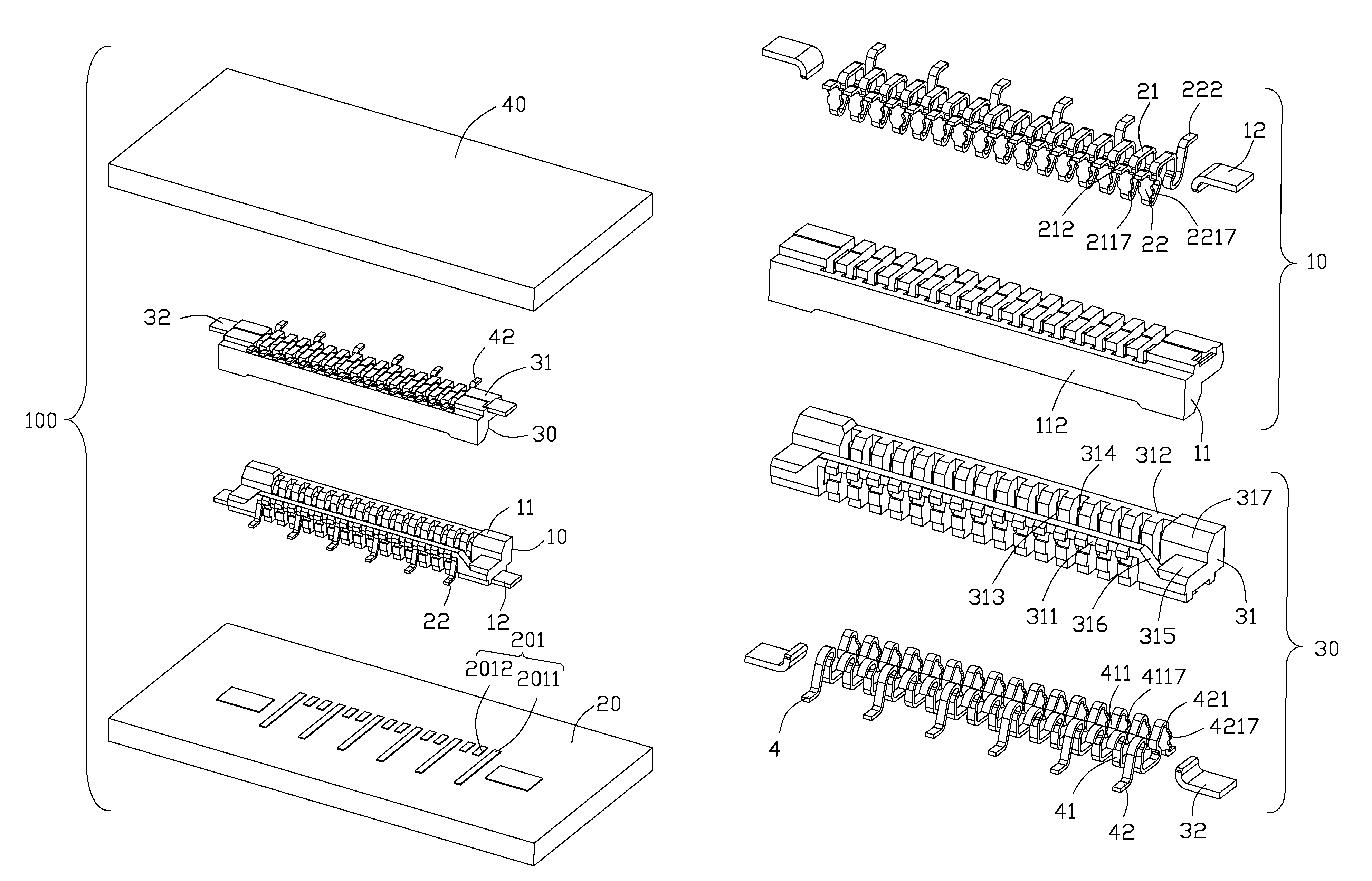 Board to board connector assembly having improved terminal arrangement