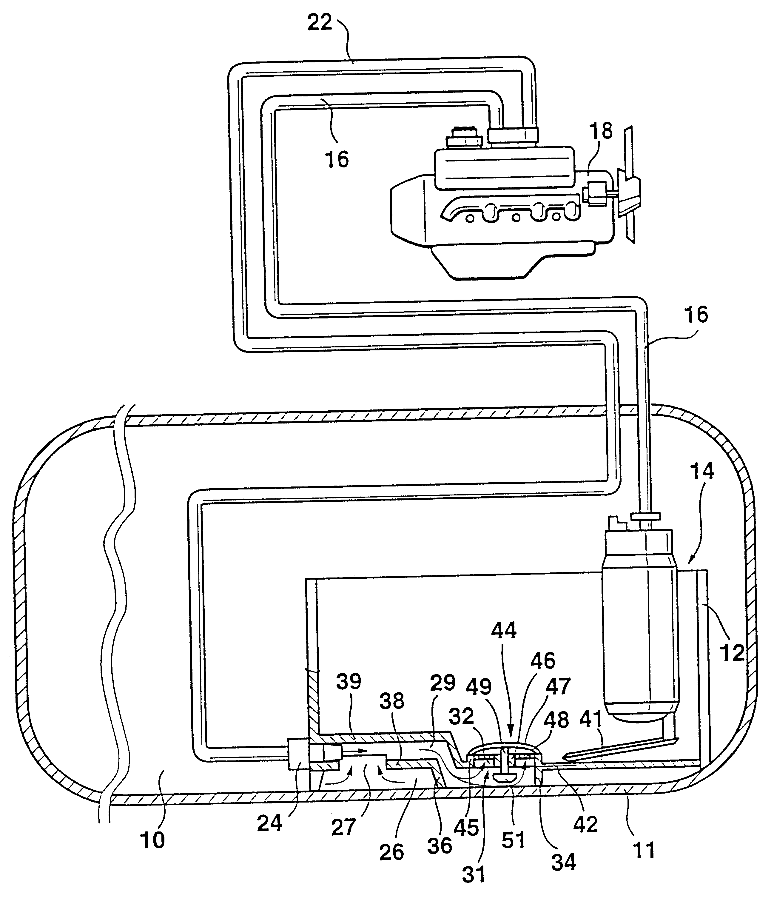Device for conveying fuel from a reserve pot to the internal combustion engine of a motor vehicle
