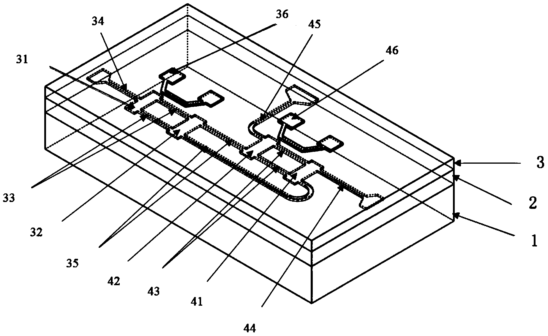 Three-port router based on planar optical waveguide technology and manufacturing method thereof