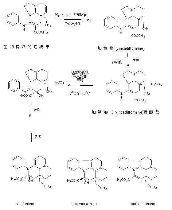 Process for preparing vincamine by semisynthetic method