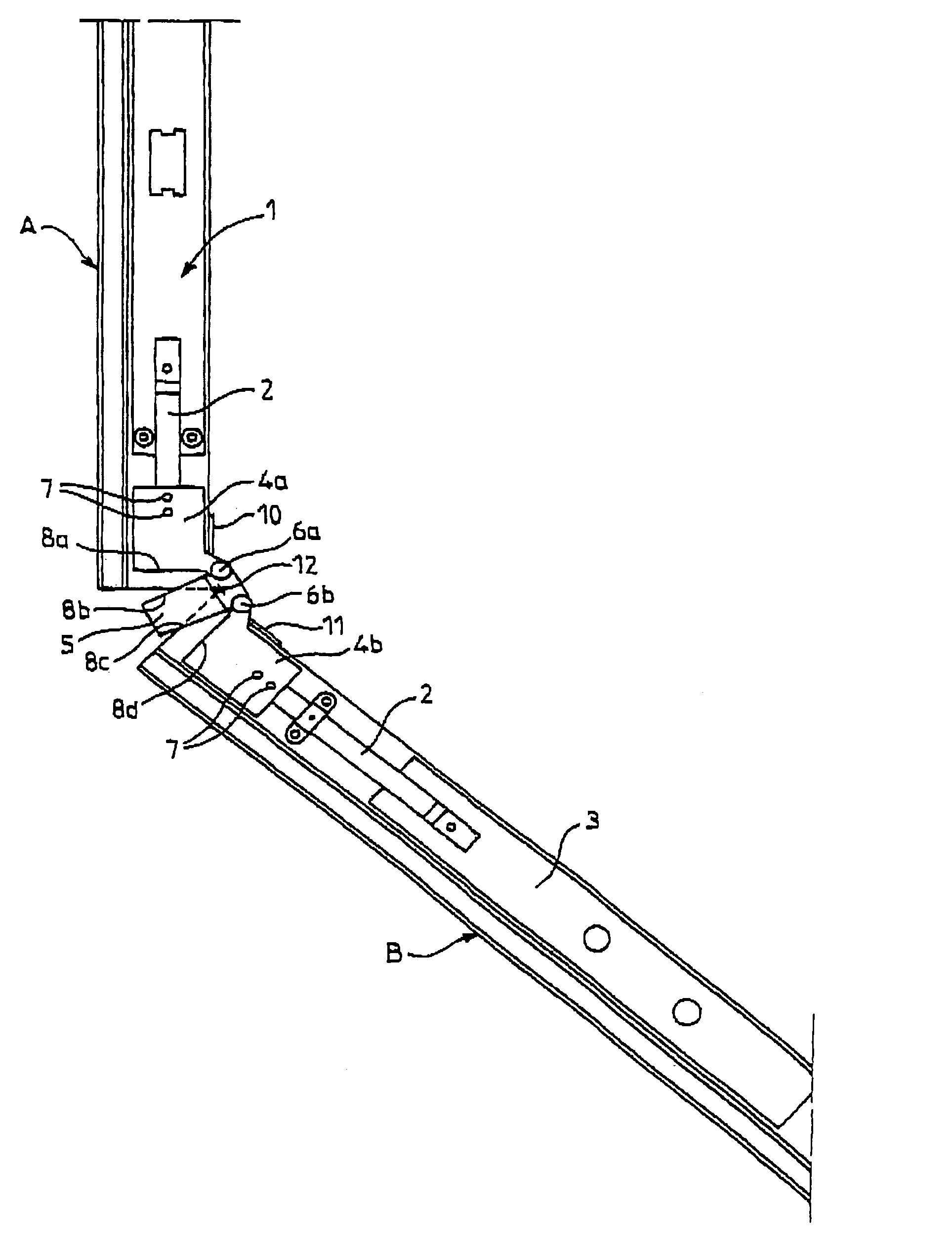 Device having several points of closure securement for a sectional closure