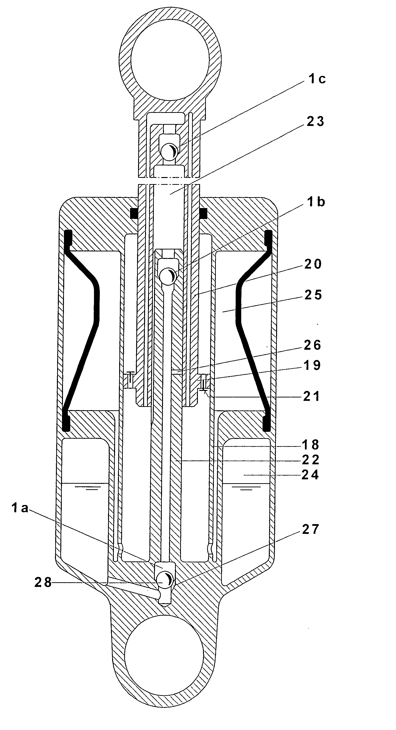 Self-pumping hydropneumatic spring strut with internal level control