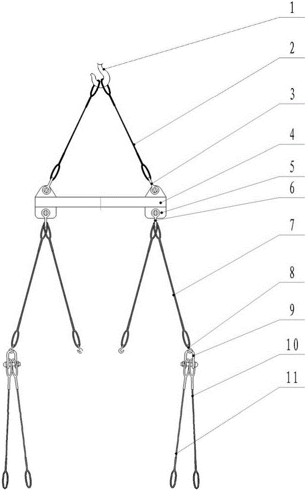 Method for steel pipe winding and pocket hoisting work through steel wire rope buckles