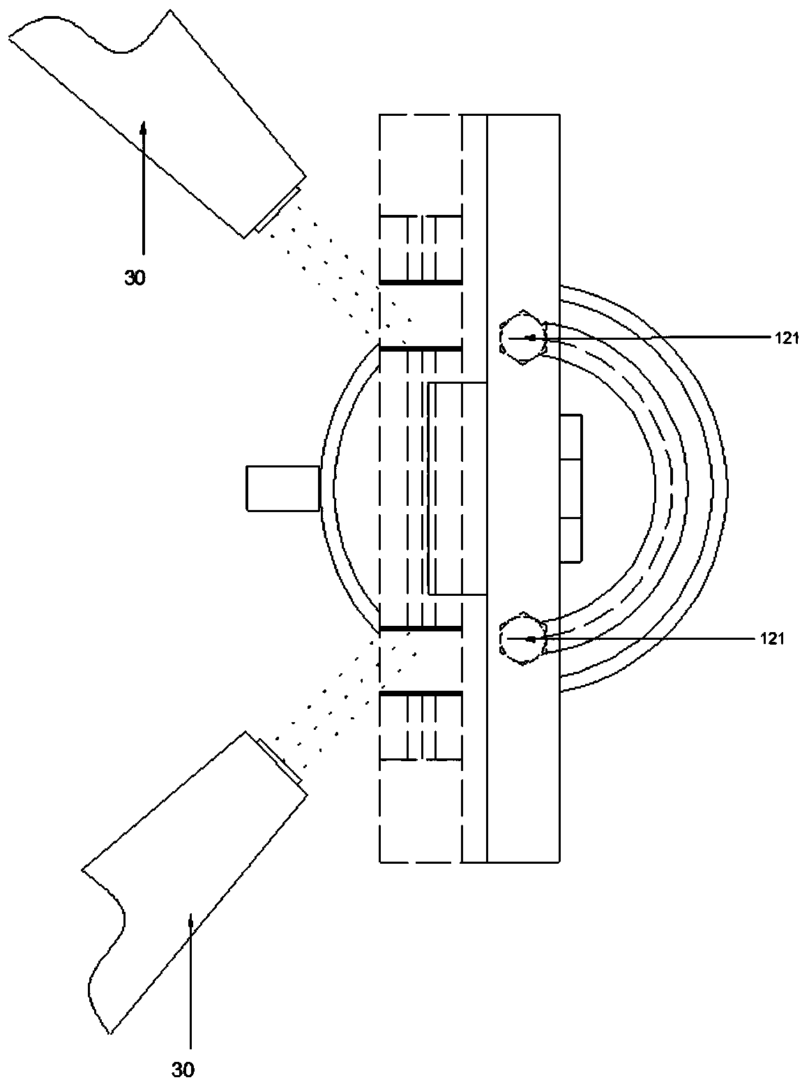 Displacement device for HVOF (high velocity oxygen fuel) spray coating and application of displacement device