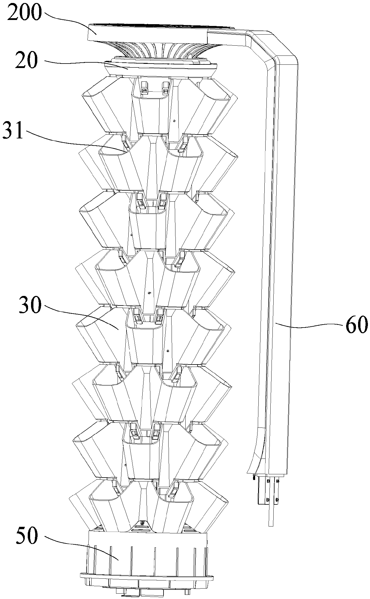 Plant cultivating frame module and plant cultivating device