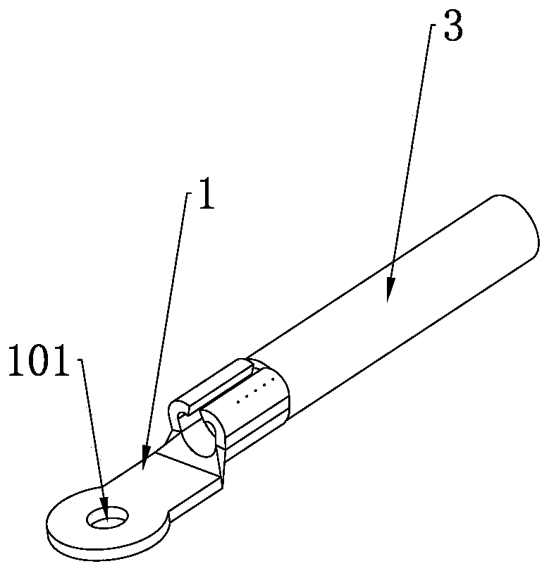 Plug adopting plastic package terminal component and self-sealing bolt locking power connector