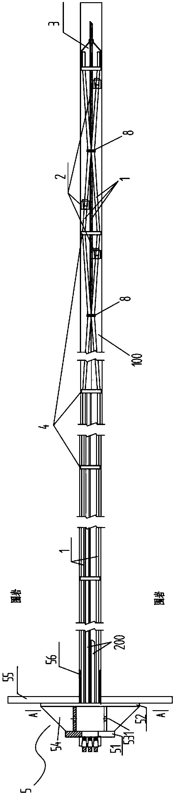 Fast tensioning anchor cable structure and construction method thereof