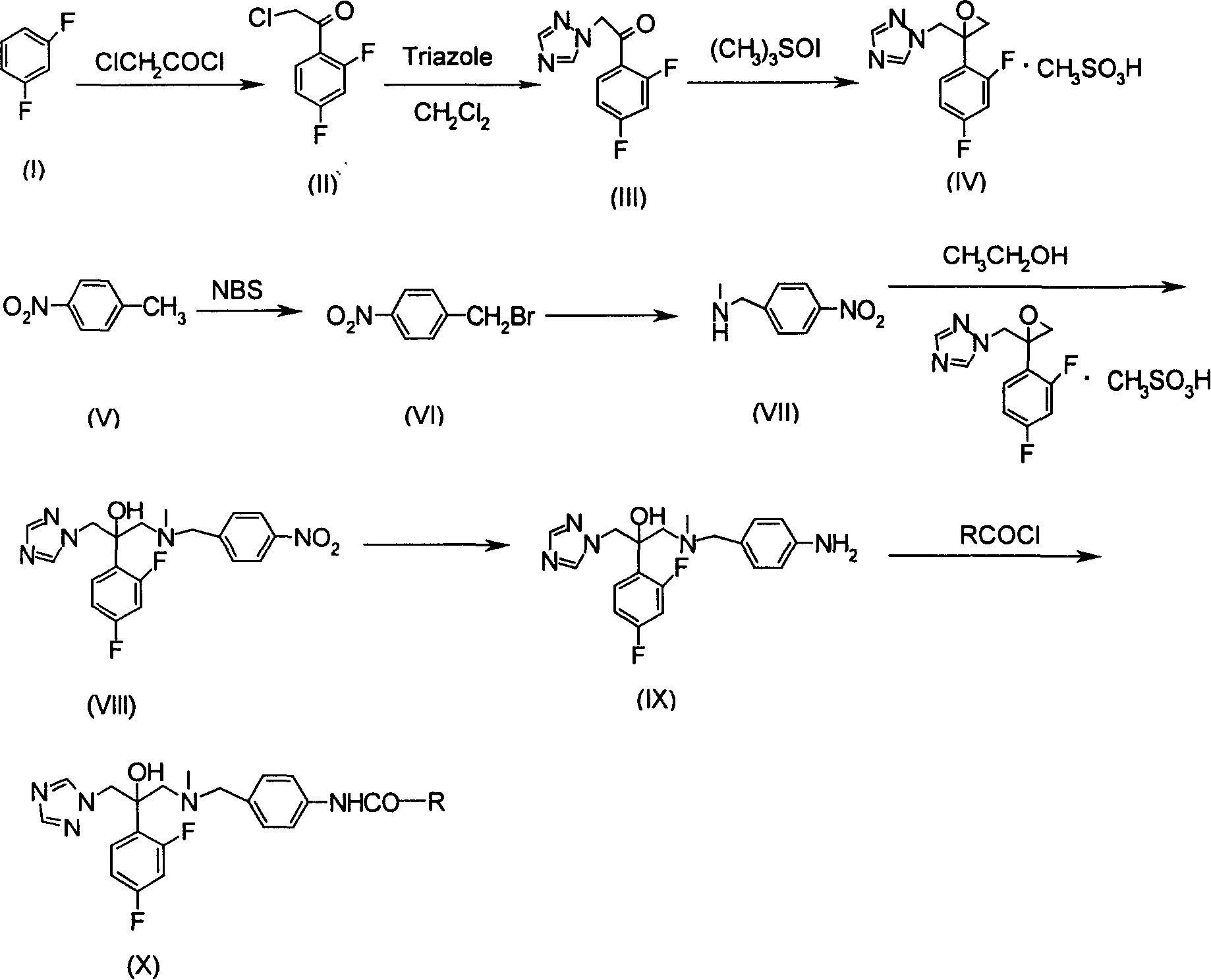 Antifungal compound of substitution benzyl triazole alcohols and preparing process thereof