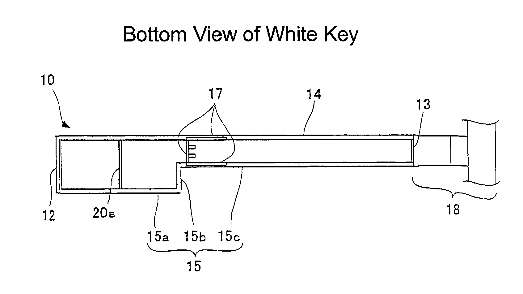 White key for keyboard musical instrument
