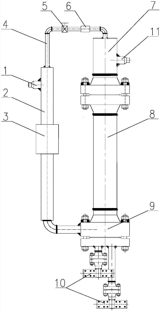 External descending chamber layout device and measurement method capable of accurately measuring core flow