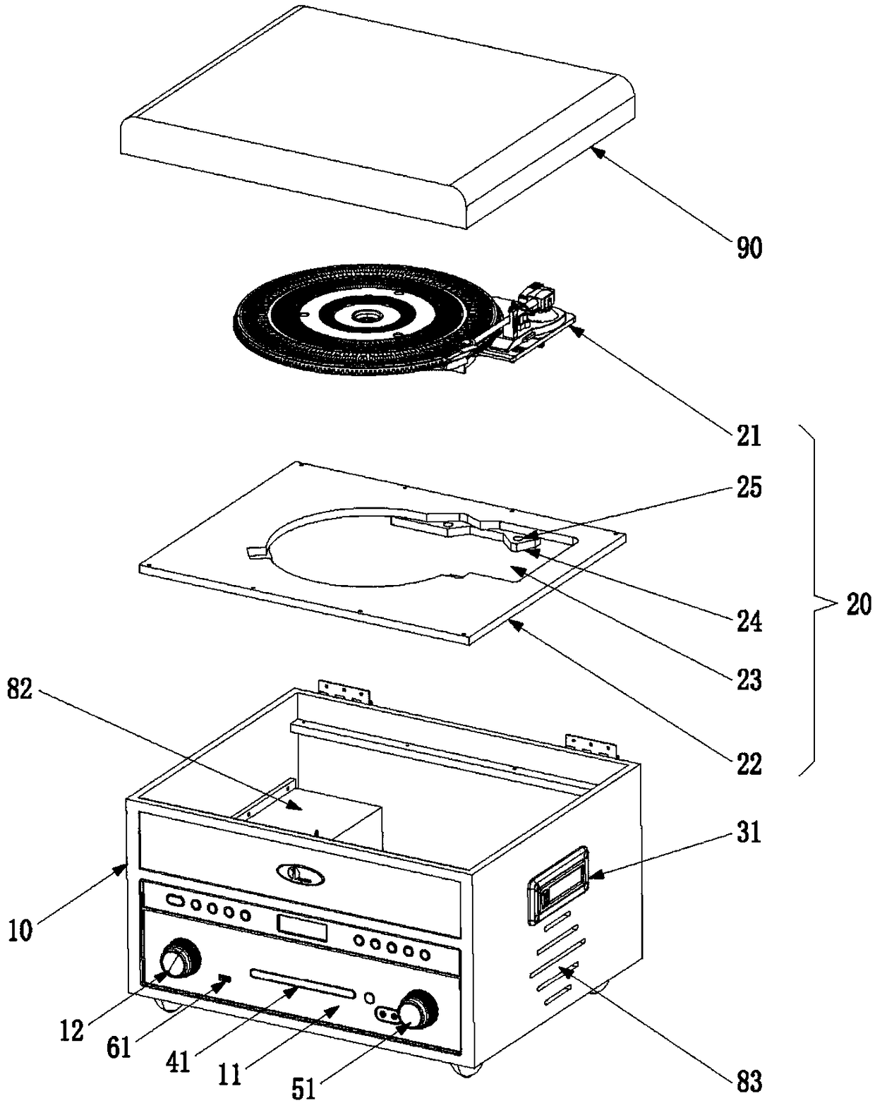 Combined record player