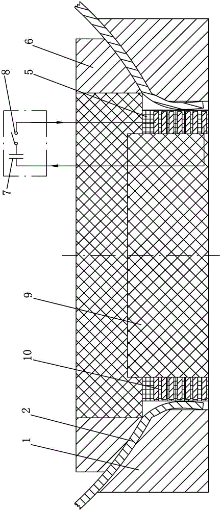Magnetic pulse flanged hole method for shells