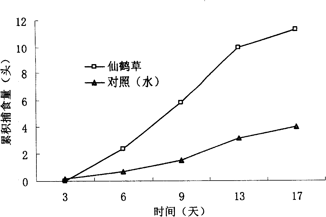 Method for increasing the predation performance of spider using agrimony extract