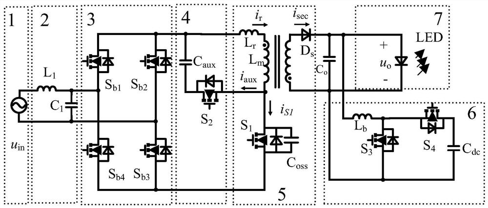 Active clamping LED driving power supply without electrolytic capacitor