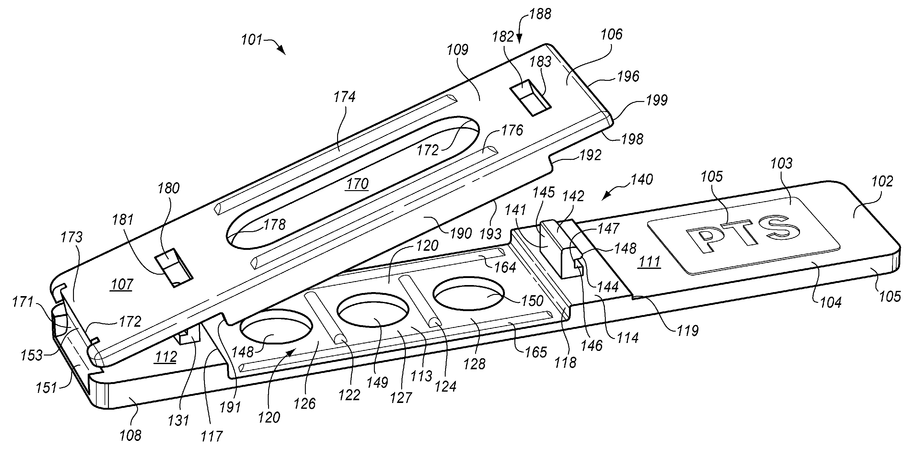 Dry test strip with controlled flow and method of manufacturing same