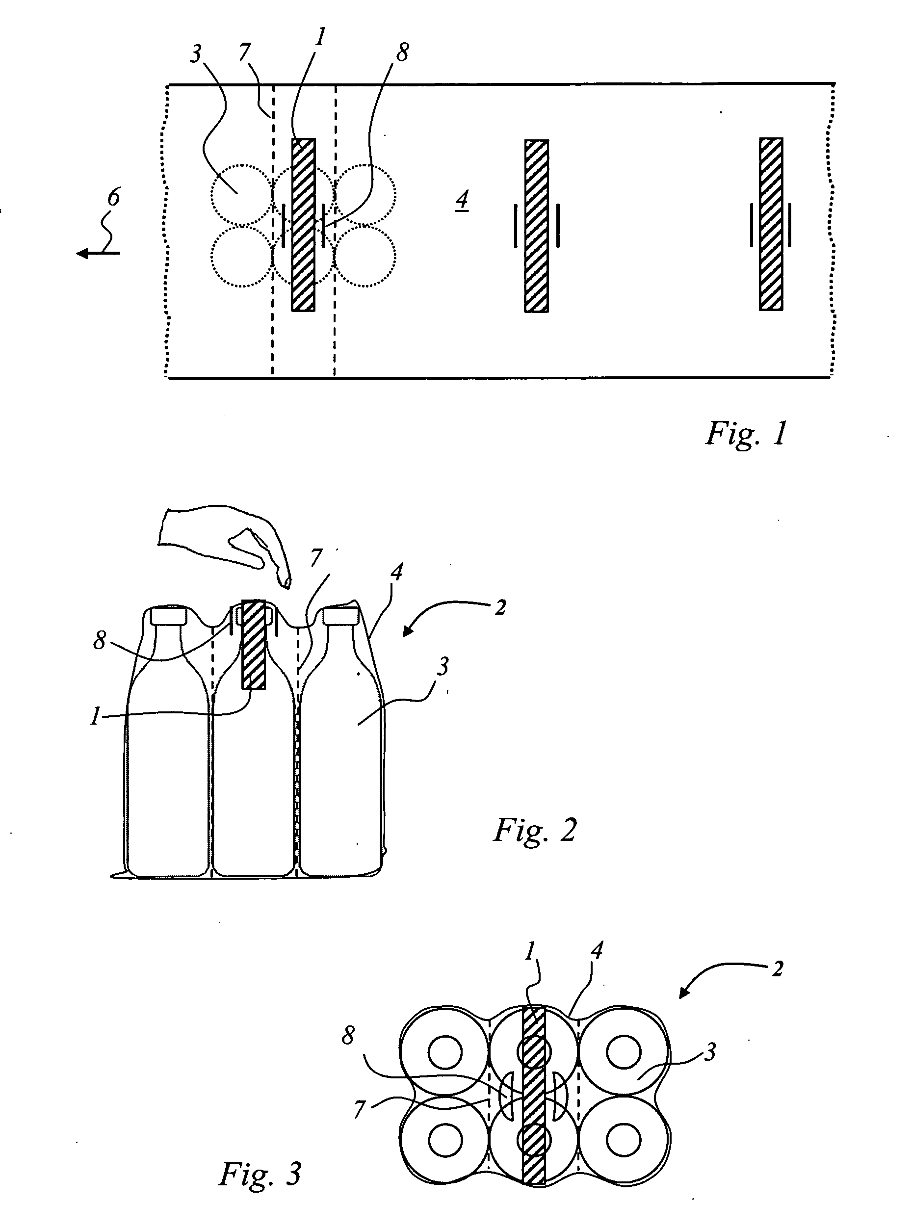 Package with handle and device and method for the production thereof