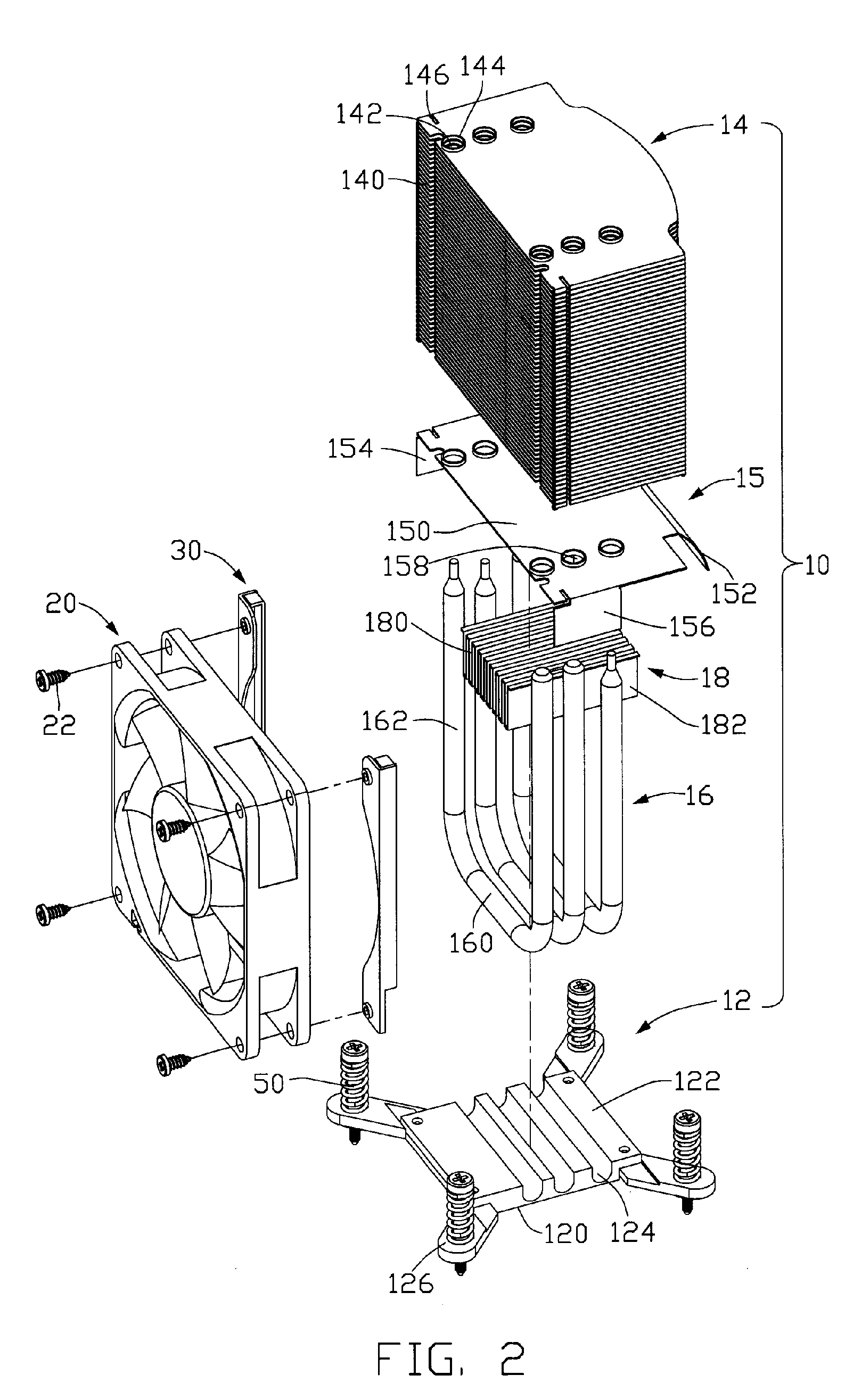 Heat dissipating device having a fin also functioning as a fan duct