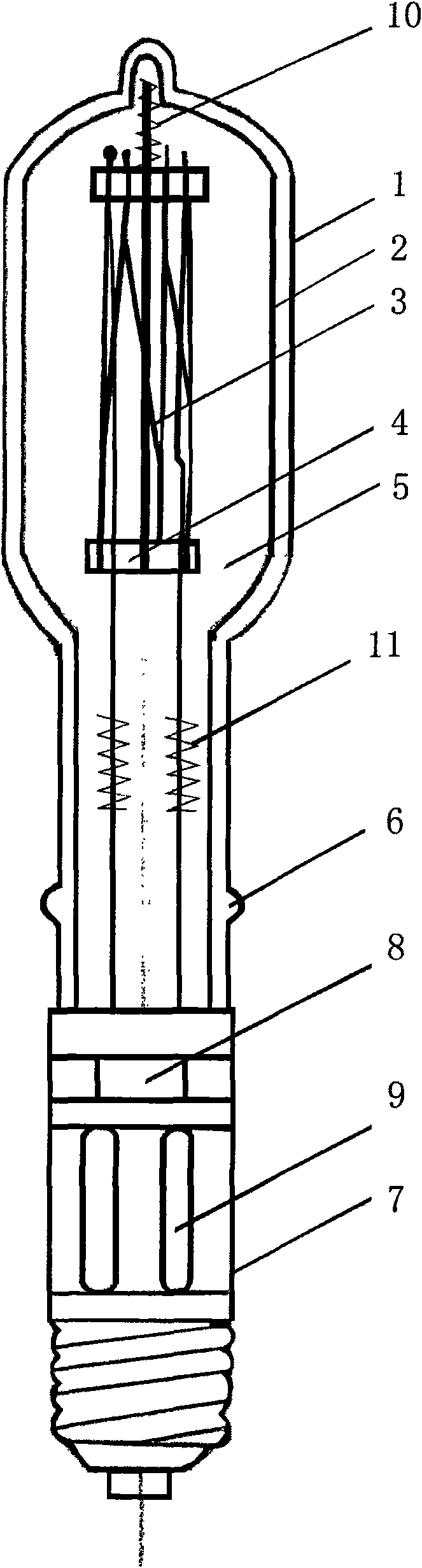 High-power dual-glass-bulb halogen fish gathering lamp and preparation process thereof