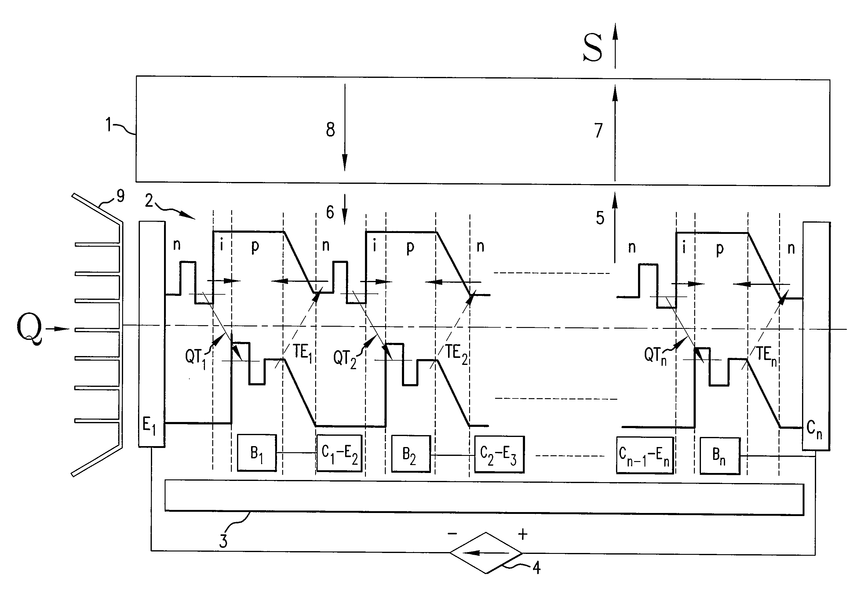 Transversal quantum heat converter