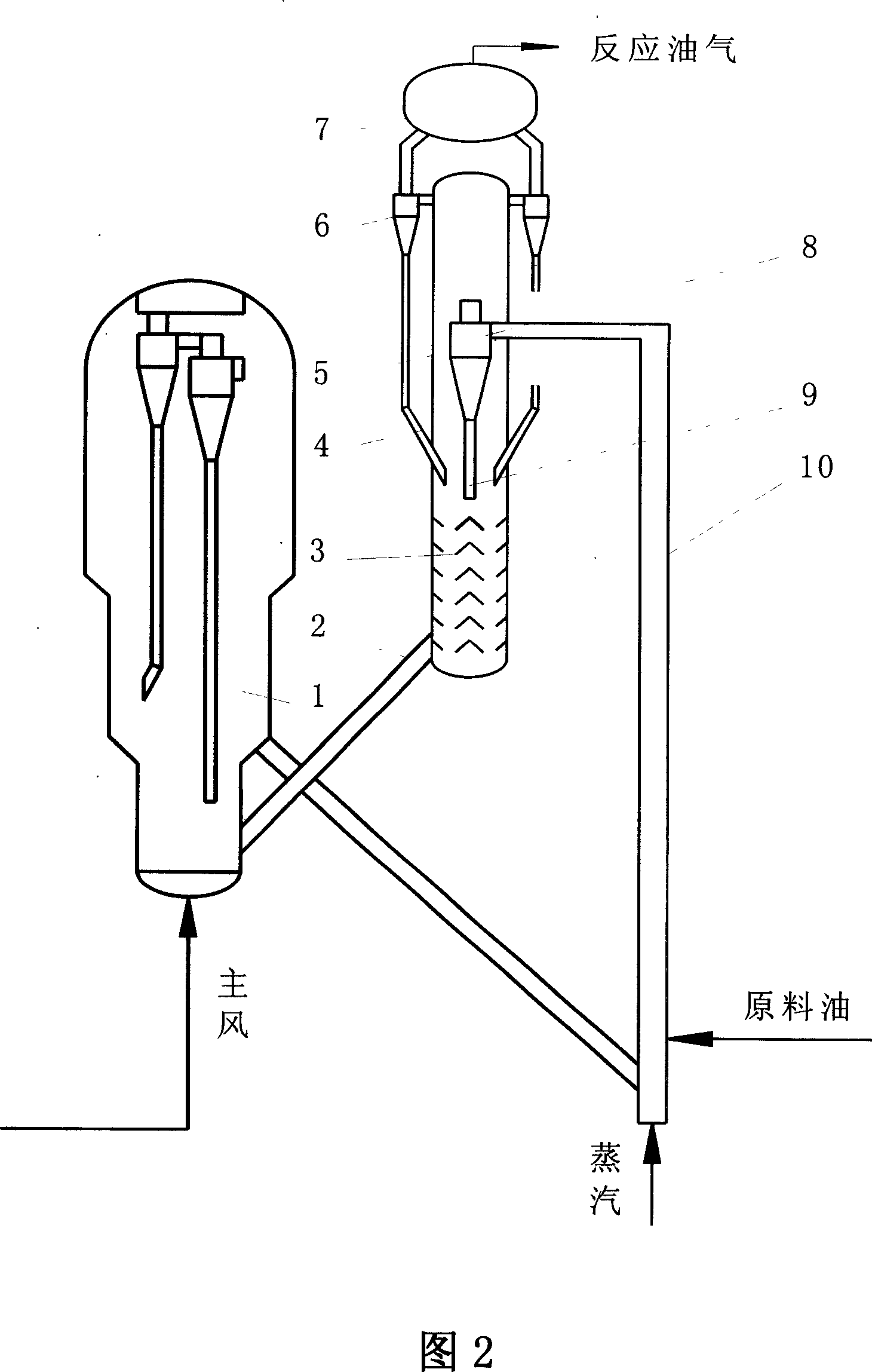 Catalytic cracker with internal tubular settler