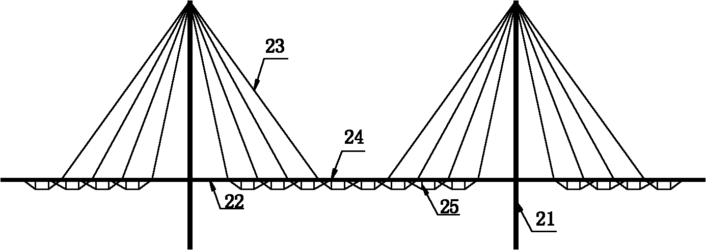 Girder string continuous cable stayed bridge