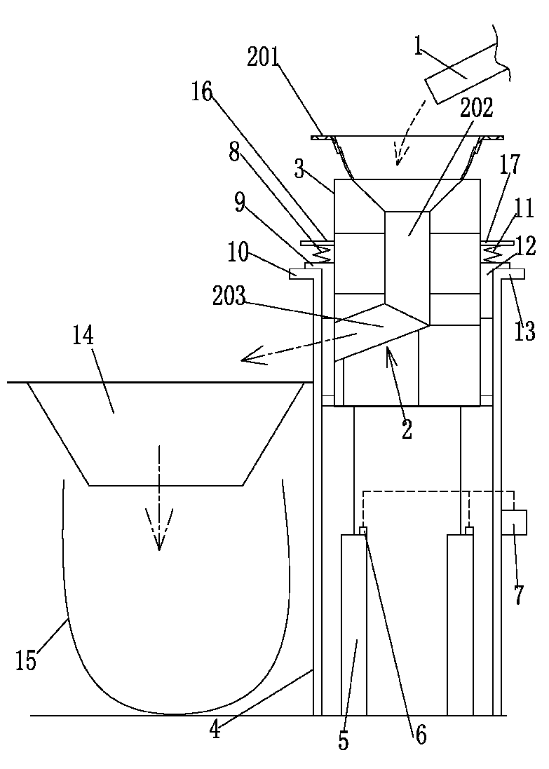 Elevating opening and closing type material collecting device for plastic granules