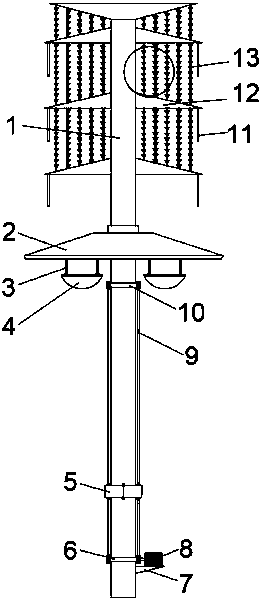 Electric power frame device provided with mechanism for birds to inhabit