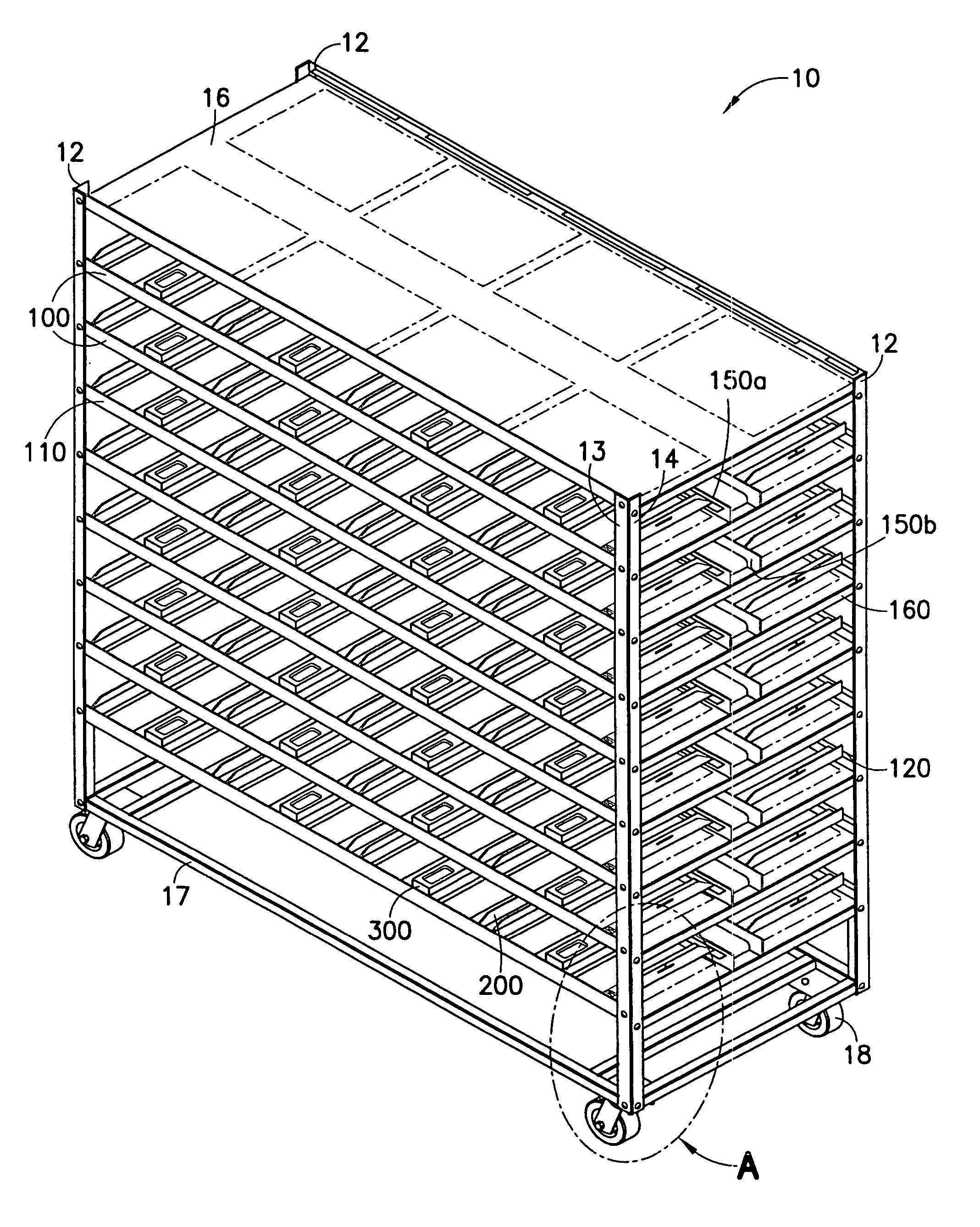 Rack system for housing animals in cages having different widths