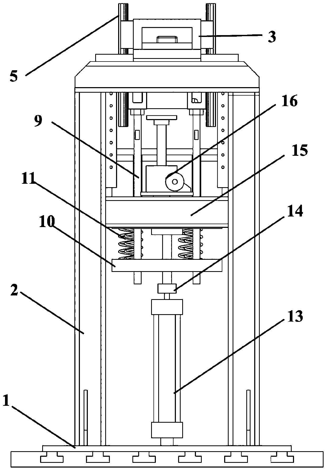 Test device capable of simulating vibration of magnetic suspension vehicle under aerodynamic force conditions