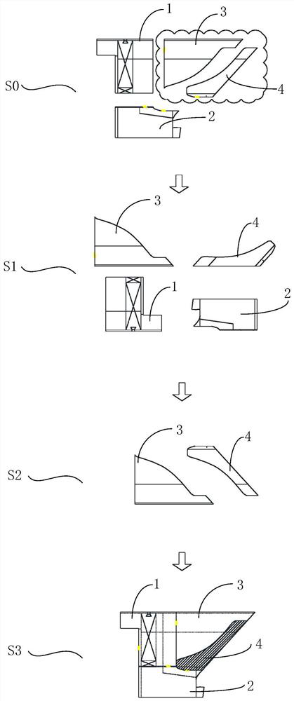 Segmented construction method for bow door of ro-ro passenger ship