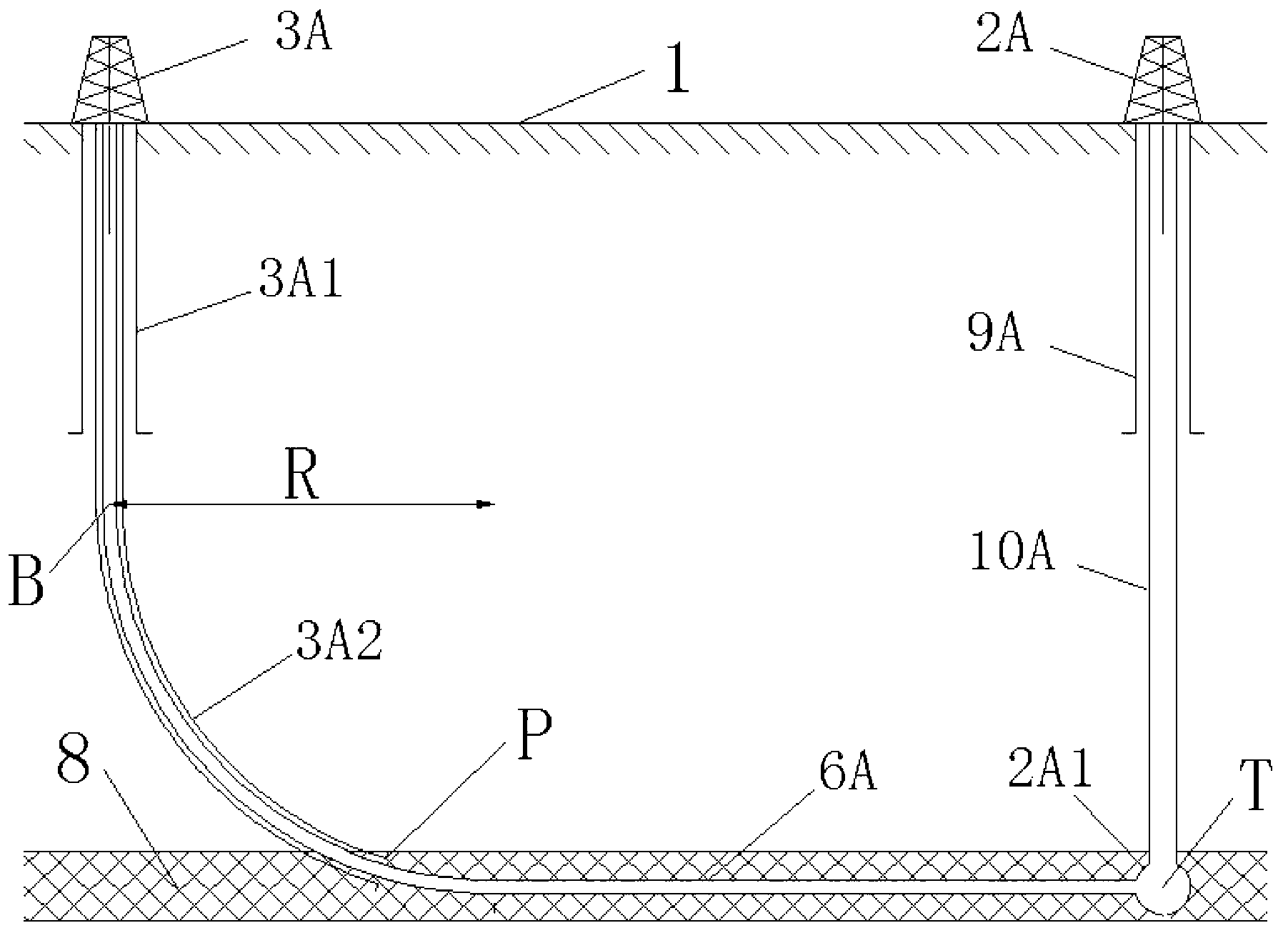 Horizontal branch multi-well-group butted well and construction method thereof