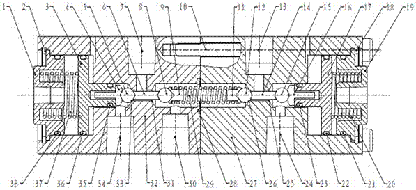 Pneumatic hydraulic three-position five-way reversing valve