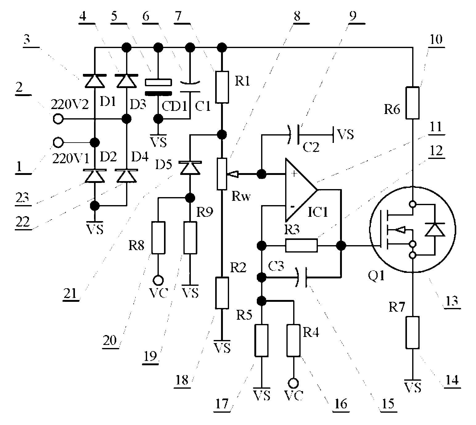 Overvoltage limiting circuit