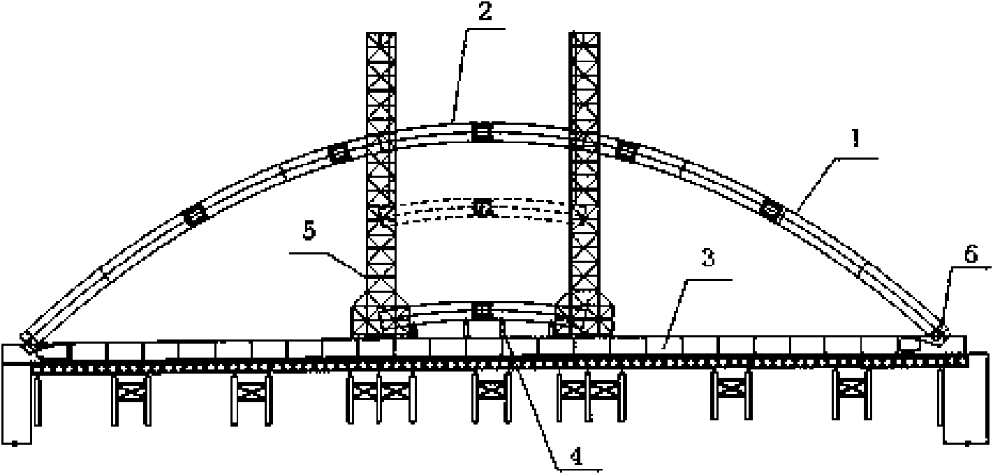 Steel tube arch rib vertical lifting method