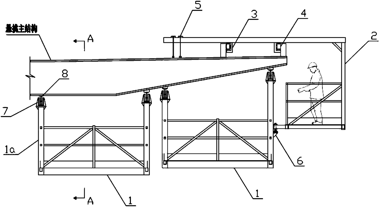 Horizontal-moving type operating platform device applied to construction of creasing curtain wall