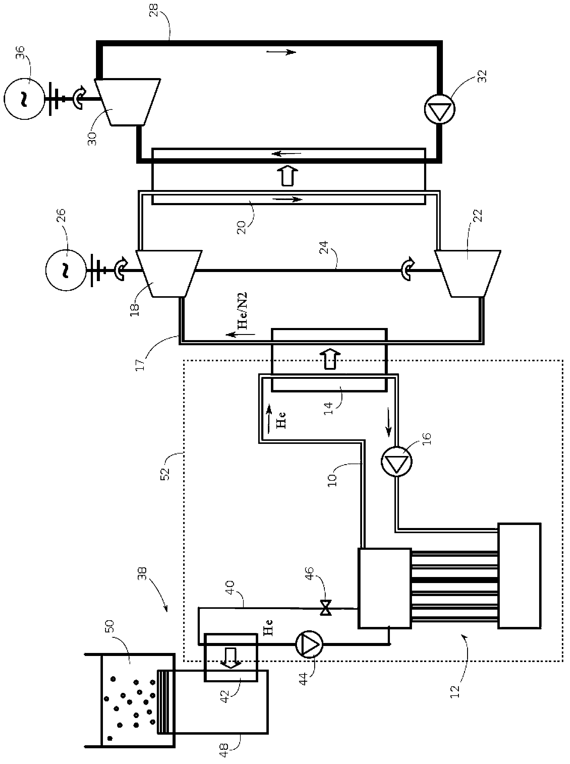 Facility for producing energy using a gas-cooled fast reactor