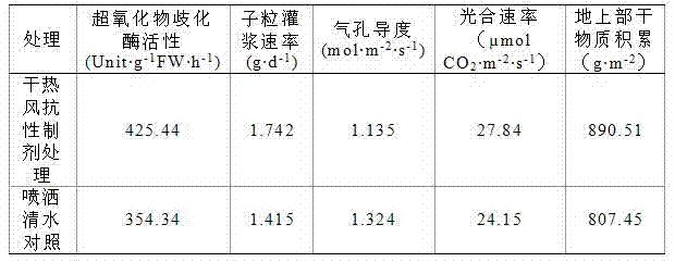 Preparation for improving wheat dry and hot wind resistance and application method thereof