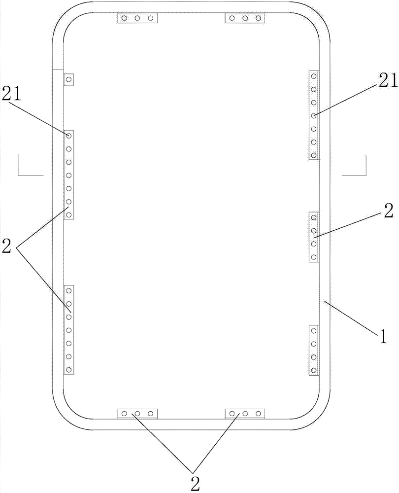 Mobile phone middle frame and production process of mobile phone frame comprising same